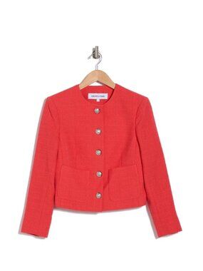 Veronica Beard Nathan Women's Tweed Jacket Blazer Watermelon Coral Size 8